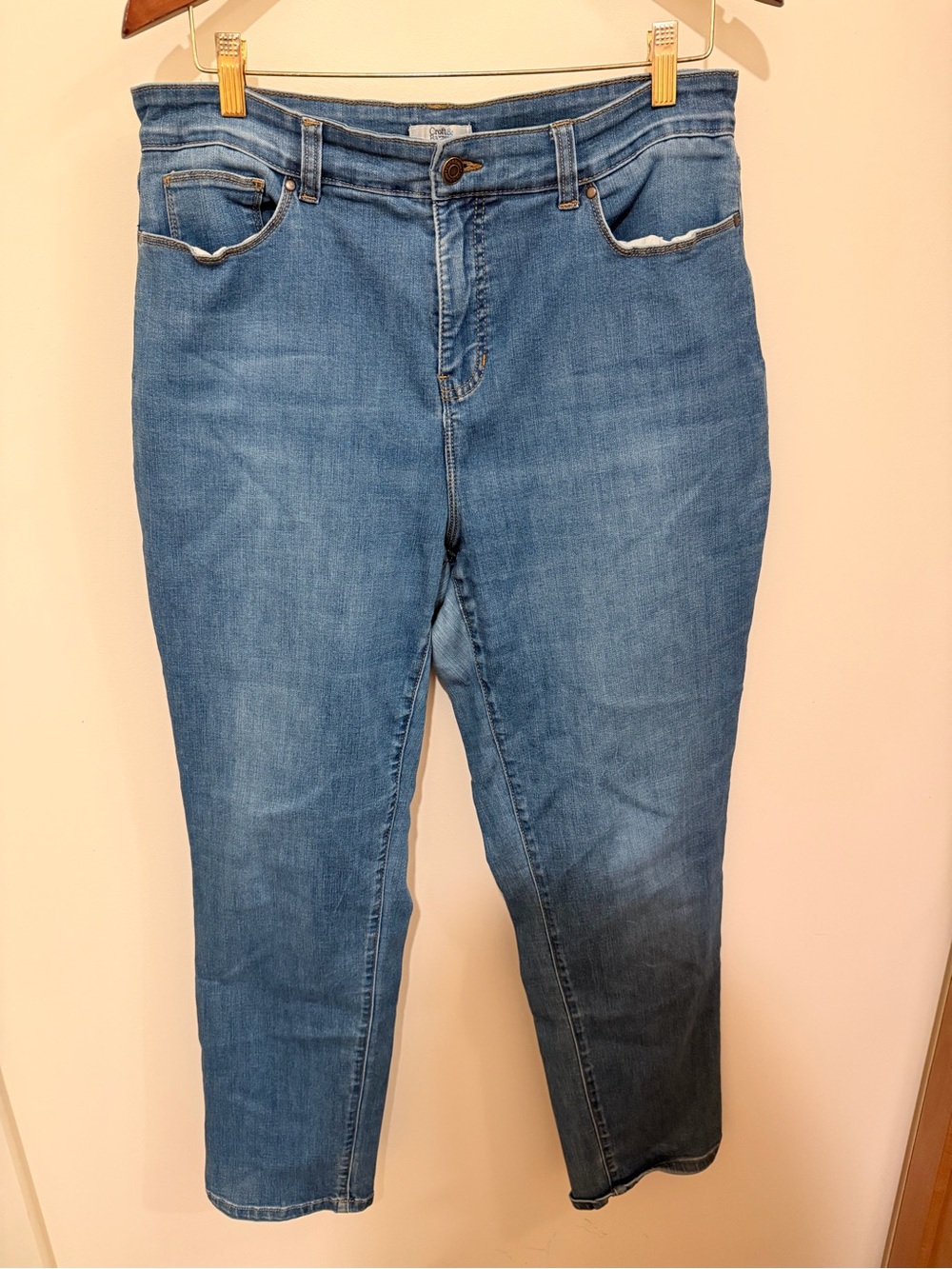 croft & barrow Women's Ankle Crop Jeans in Blue Wash Size 12